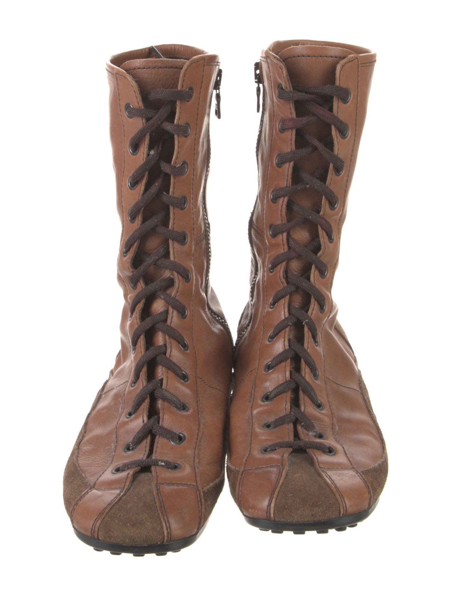 Prada Leather Lace-Up Boots